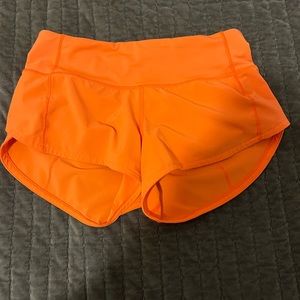 Lululemon speed up shorts size 0, 2.5” inseam, highlighter orange